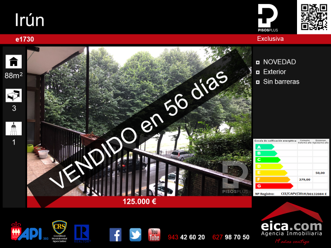 Piso en Irún vendido en 56 días. eica agencia inmobiliaria Donosti