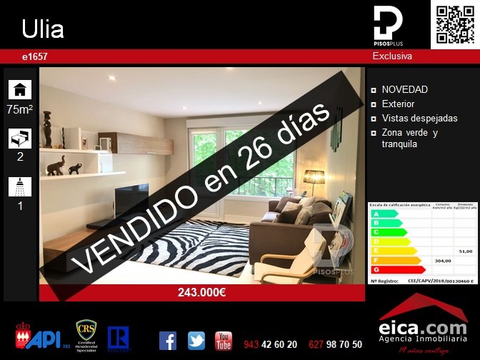 Piso en Ulia vendido en 26 días, Donostia, San Sebastián. eica agencia inmobiliaria Donosti