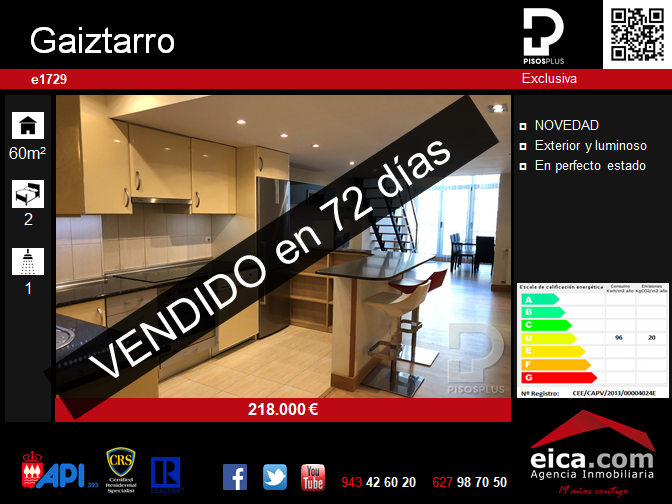 Piso en Bidebieta Los Olmos, Donostia, vendido en 72 días. eica agencia inmobiliaria Donosti