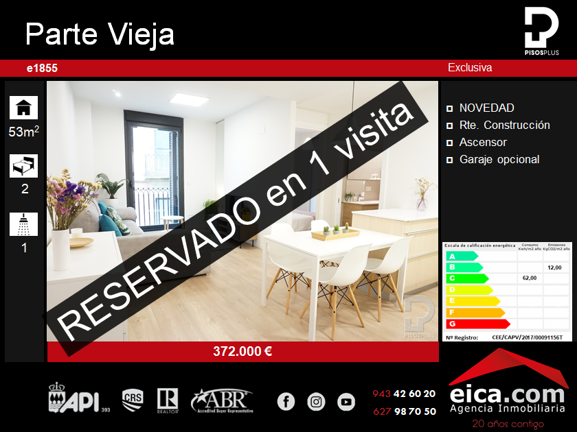 Piso en la Parte Vieja vendido en 1 día. eica agencia inmobiliaria Donosti