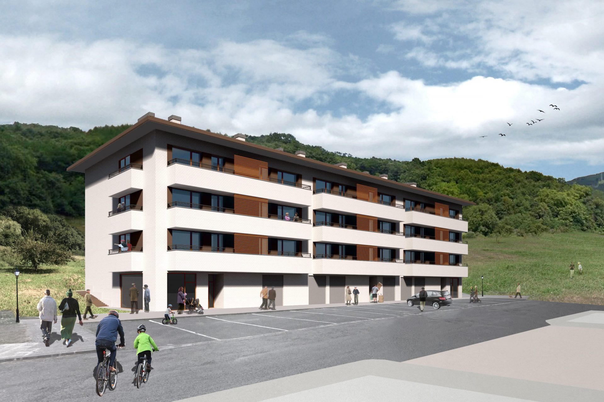 Se venden viviendas, locales de obra nueva en promoción de edificios residenciales de Doneztebe, Santesteban, Navarra. Exclusiva eica agencia inmobiliaria Donos